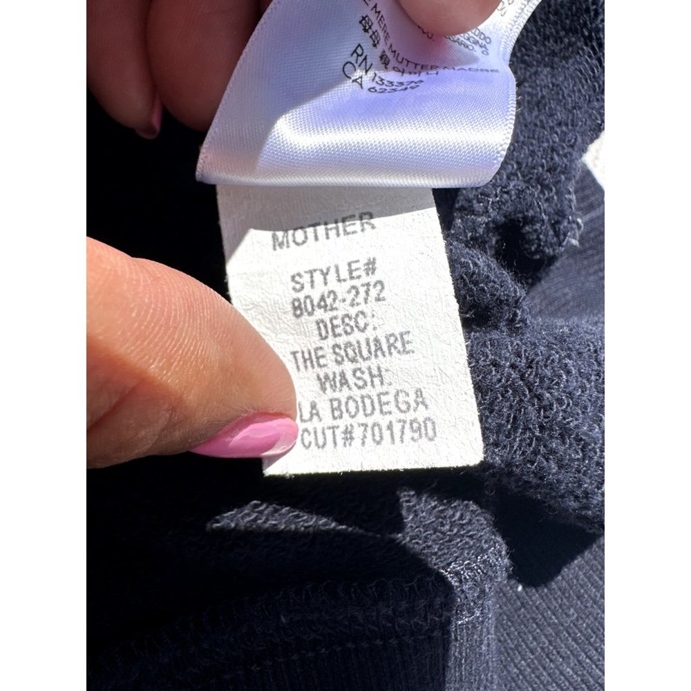 MOTHER Sweater Women's Small Blue Graphic La Bodega Long Sleeve Crew Neck Cotton - Picture 6 of 10